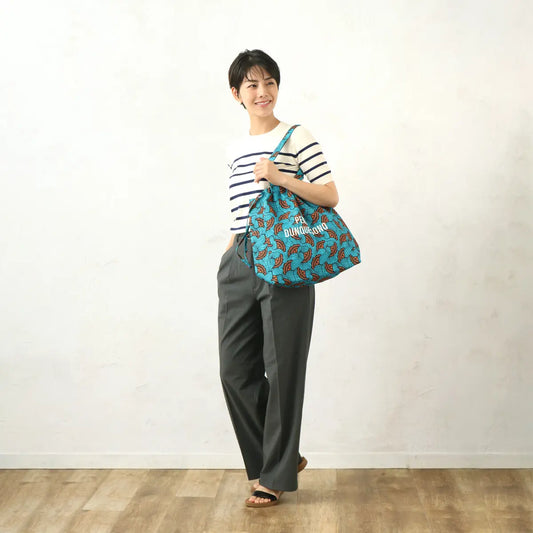 【e.e.p.】折りたたみ式エコバッグ!アフリカン柄の2WAYトート|軽量・コンパクト ラタプリント A4対応