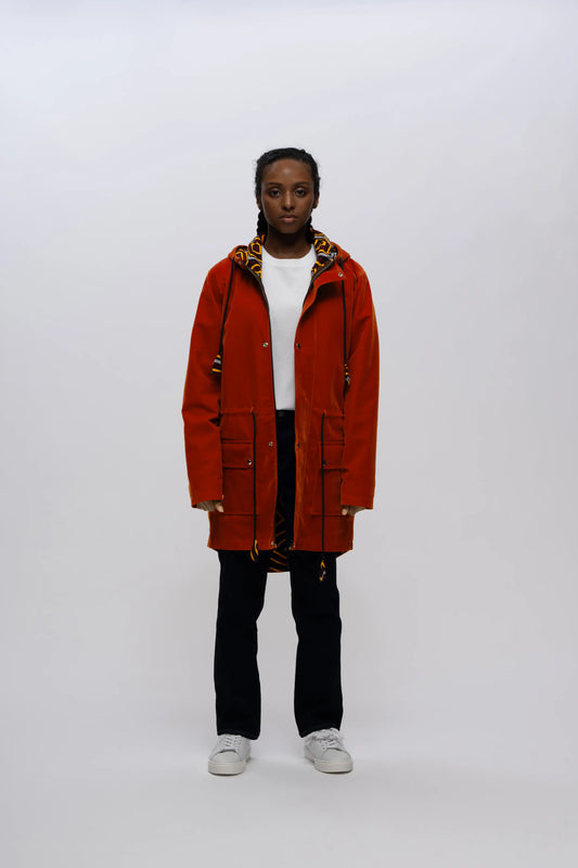 【LOOKSLIKEAVIDO】キベラスラム製  ギモノコートレッド | ビヨンセ注目 売上20%寄付 エシカルファッション