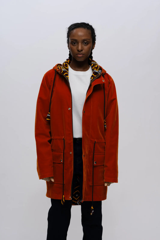 【LOOKSLIKEAVIDO】キベラスラム製  ギモノコートレッド | ビヨンセ注目 売上20%寄付 エシカルファッション