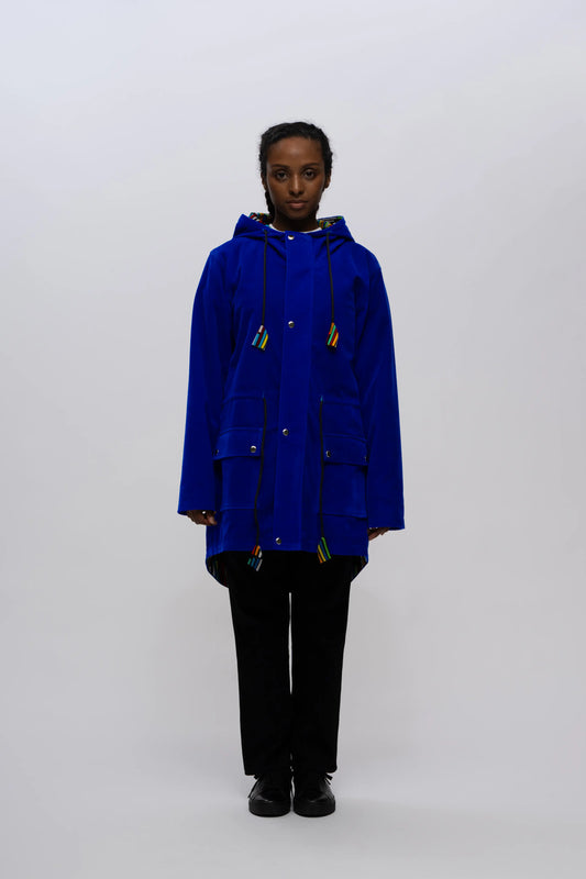 【LOOKSLIKEAVIDO】キベラスラム製  ギモノコートブルー | ビヨンセ注目 売上20%寄付 エシカルファッション