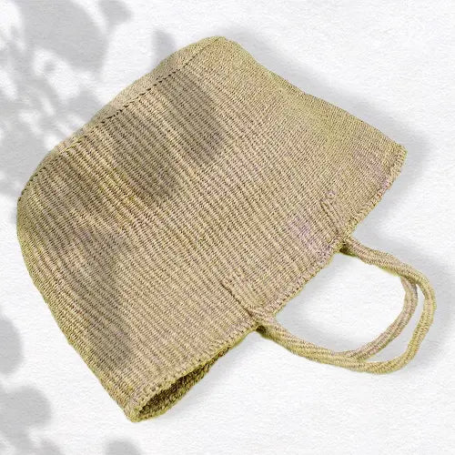 CROSS TRADE Cream Custard Sisal Bag, 12 inches | Large Capacity, Made in Kenya, Ethical