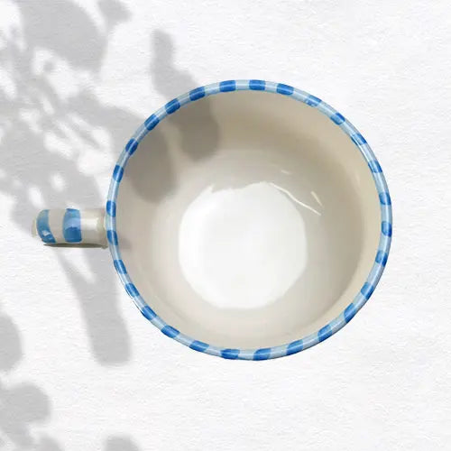 African Square アフリカンスクエアー スラマ陶器 手描きコーヒーカップ ターコイズ