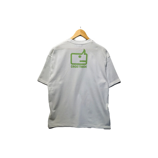 【CROSS TRADE】ライノバックロゴ Tシャツ ホワイト | オーガニックコットン ユニセックス サイ刺繍