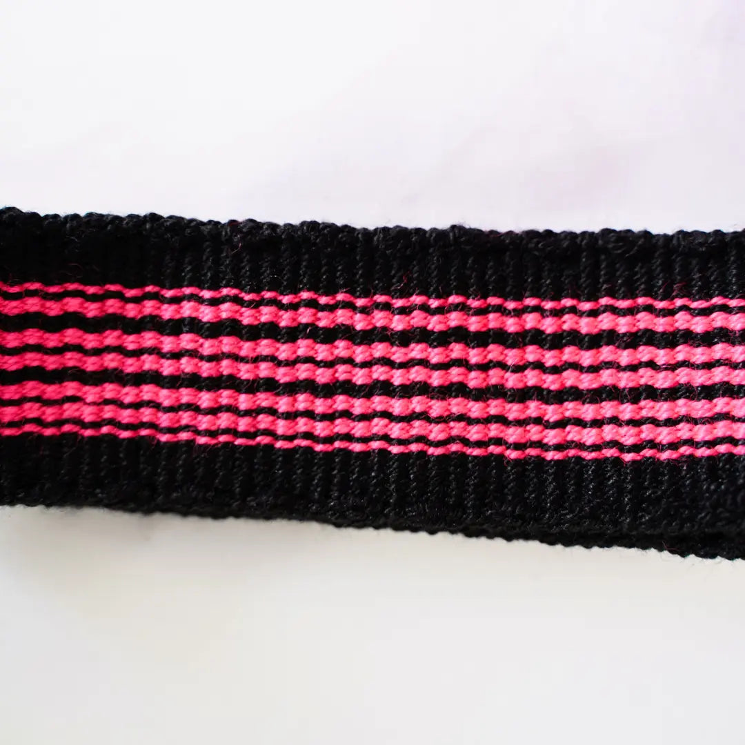 La Narrativa: Colombian Indigenous Wayuu Handwoven Mochila Unaebla Bag, Size M, Pink/Black | One-of-a-Kind Fairtrade Shoulder Bag