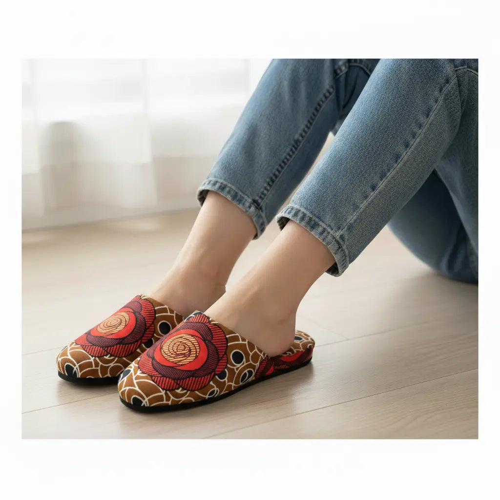 KARL&C カールアンドシー アフリカアンカラスリッパ Red Rose レッドローズ