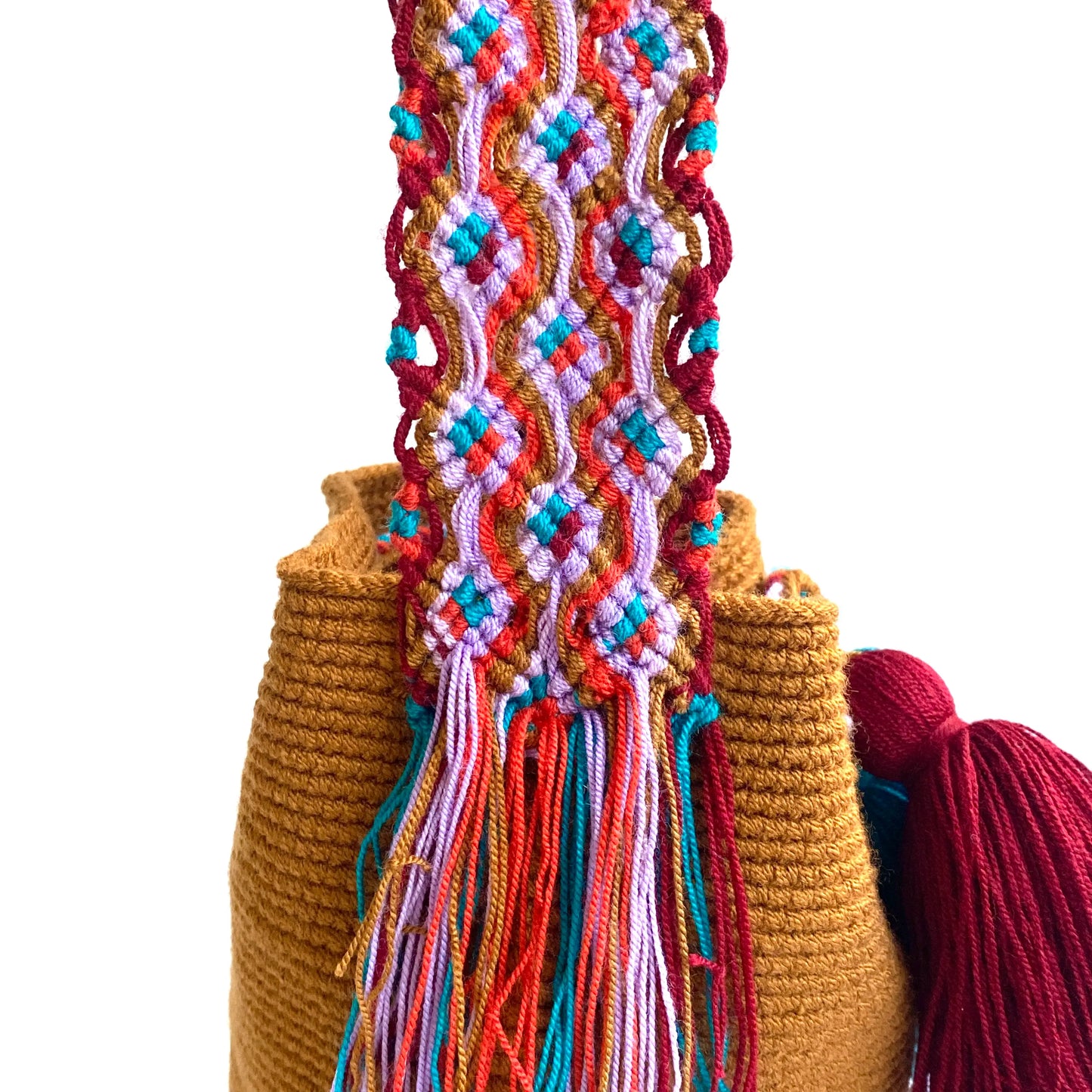 La Narrativa: Colombian Indigenous Wayuu Handwoven Mochila Fringe Handbag, Brown | One-of-a-Kind, Fair Trade