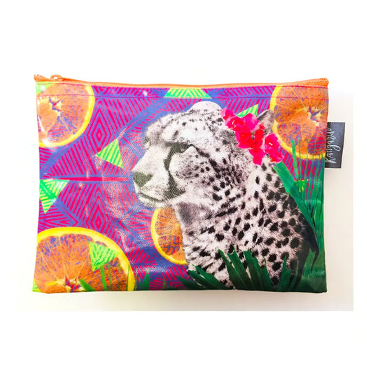 薄型・小物 | 旅行・化粧品収納 | 撥水加工 エシカル雑貨 Kangarui カンガルイ サファリポーチ Citrus Cheetah シトラスチーター  M