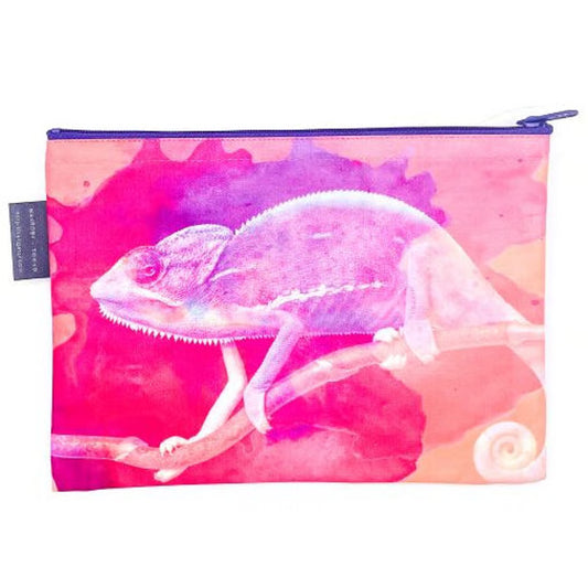 薄型・小物 | 旅行・化粧品収納 | 撥水加工 エシカル雑貨 Kangarui カンガルイ サファリポーチ Curious Chameleon キュリアスカメレオン M