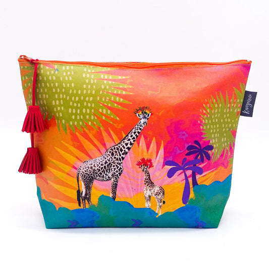 大容量 | 旅行・化粧品収納 | 撥水加工 エシカル雑貨 Kangarui カンガルイ サファリポーチ Rainbow Giraffe レインボージラフ L