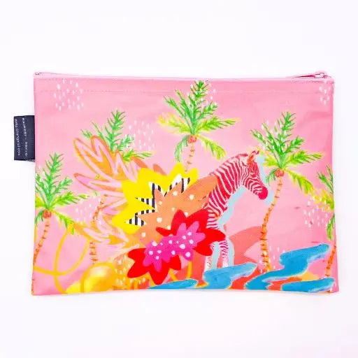 薄型・小物 | 旅行・化粧品収納 | 撥水加工 エシカル雑貨 Kangarui カンガルイ サファリポーチ Baby Zebra ベビーゼブラ M