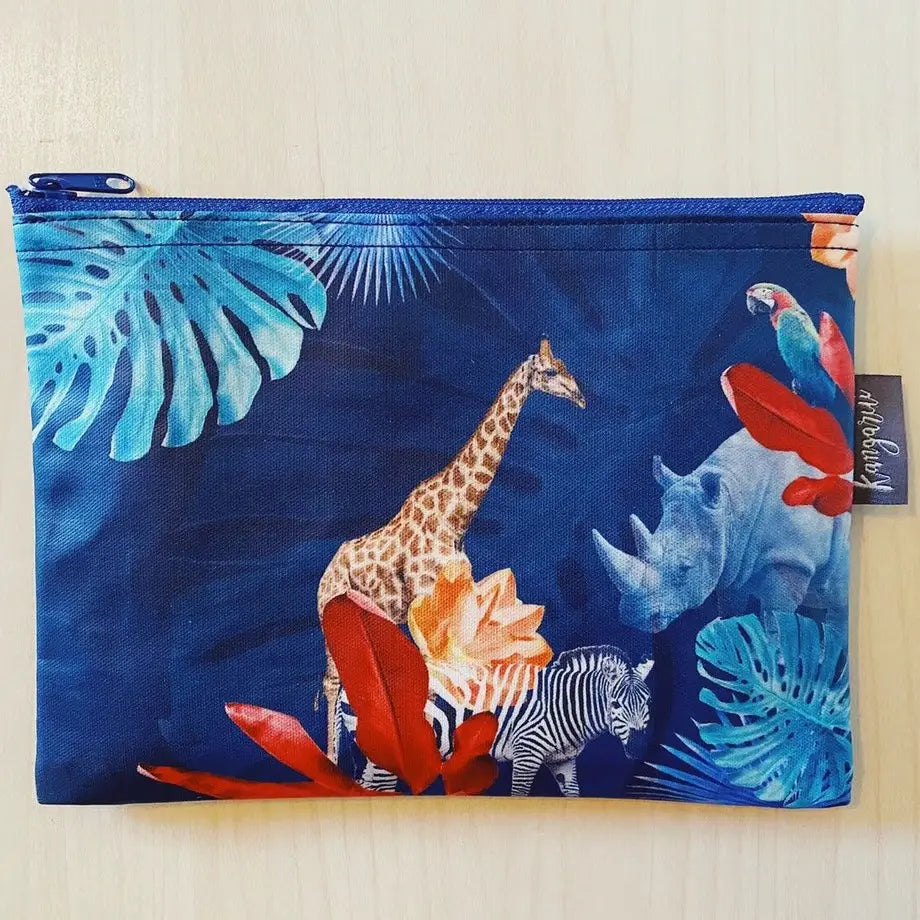 薄型・小物 | 旅行・化粧品収納 | 撥水加工 エシカル雑貨 Kangarui カンガルイ サファリポーチ Midnight Safari ミッドナイトサファリ M