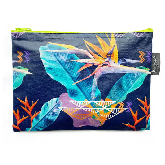 薄型・小物 | 旅行・化粧品収納 | 撥水加工 エシカル雑貨 Kangarui カンガルイ サファリポーチ Birds of Paradise バーズオブパラダイス M