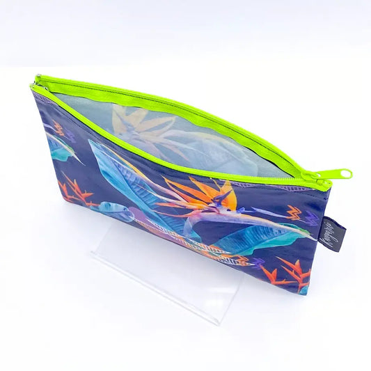 薄型・小物 | 旅行・化粧品収納 | 撥水加工 エシカル雑貨 Kangarui カンガルイ サファリポーチ Birds of Paradise バーズオブパラダイス M