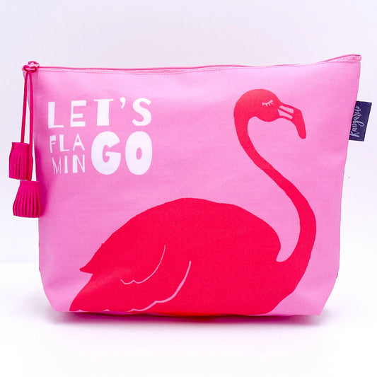 大容量 | 旅行・化粧品収納 | 撥水加工 エシカル雑貨 Kangarui カンガルイ サファリポーチ Let's Framin GO レッツフラミンゴ― L