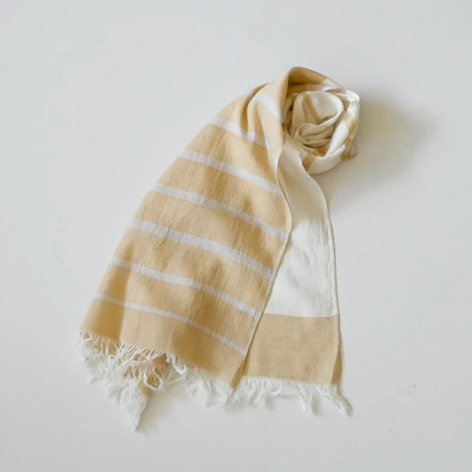 SASHA Handwoven Organic Cotton Slim Stole | Natural, Fair Trade, for Women