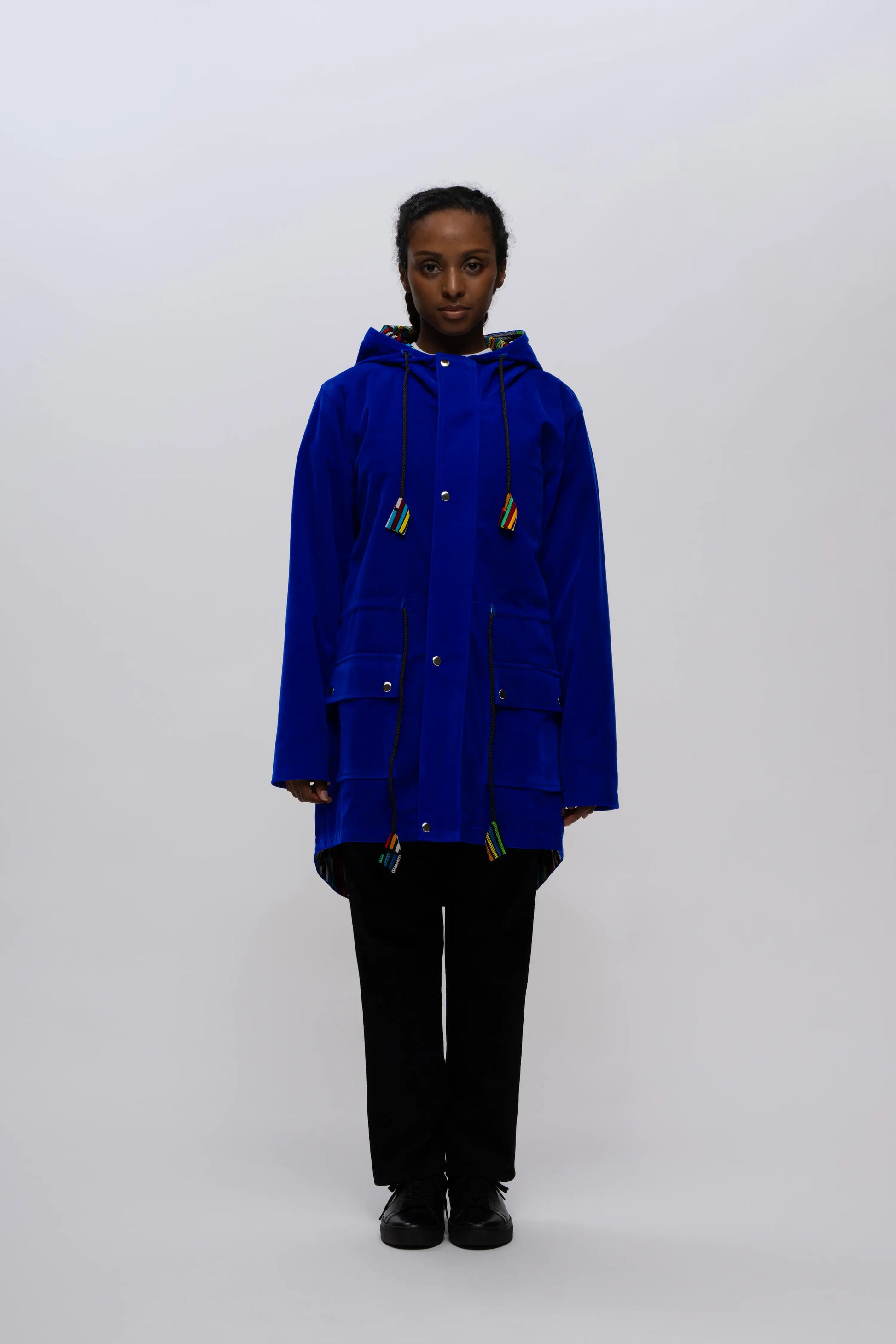 サイズ1 オーバーコート フーディー ウールシャツ コバルトブルー 2025 サイズ1 オーバーコート フーディー ウールシャツ コバルトブルー 2025