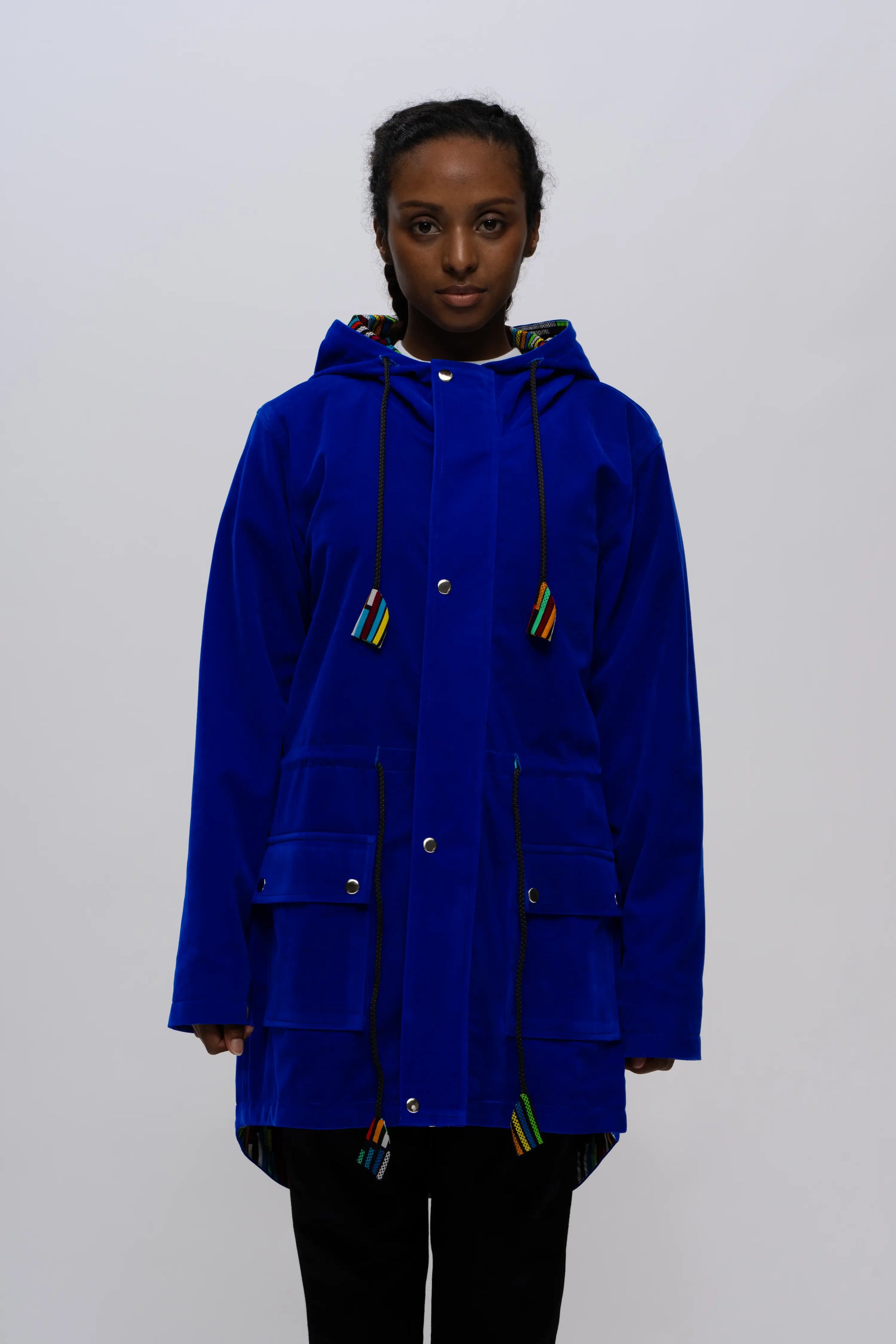 サイズ1 オーバーコート フーディー ウールシャツ コバルトブルー 2025 サイズ1 オーバーコート フーディー ウールシャツ コバルトブルー 2025