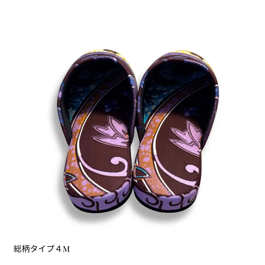 KARL&amp;C African Ankara Slippers in Purple Sparkle | Made in Japan, Quiet, Non-Slip Room Slippers 