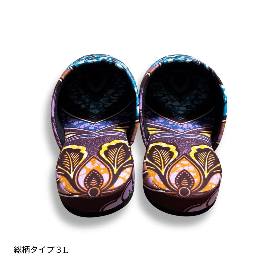 KARL&amp;C African Ankara Slippers in Purple Sparkle | Made in Japan, Quiet, Non-Slip Room Slippers 