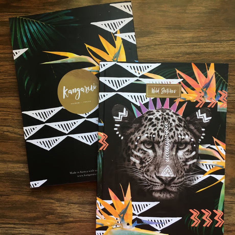 【Kangarui】ワイルドノート Fierce Leopard フィアースレオパルド 罫線なし | ケニアアート A5サイズ