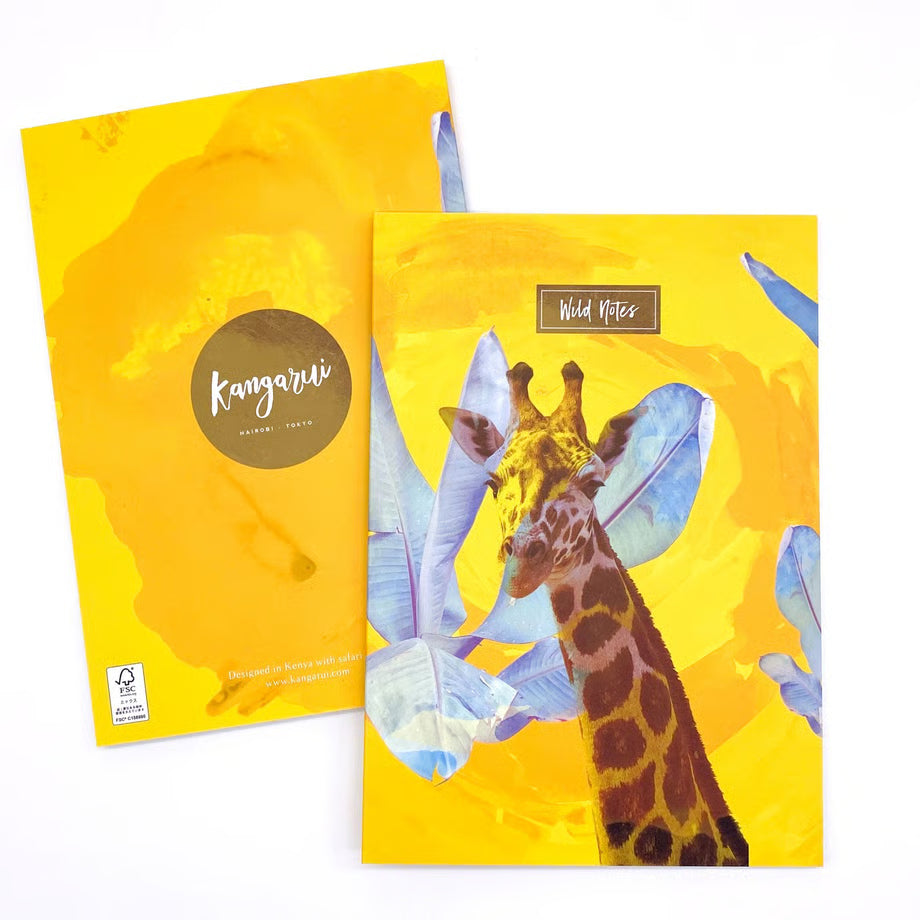 【Kangarui】ワイルドノート Radiant Giraffe ラディアントジラフ 罫線入り | ケニアアート A5サイズ