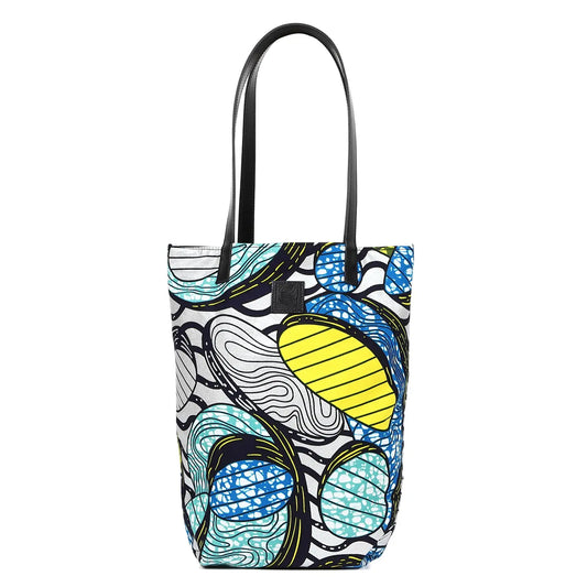 新色追加【KARL&C】アフリカリバーシブルバッグ | ナイジェリアアンカラ布 大容量 A4対応 レザーハンドル 高耐久